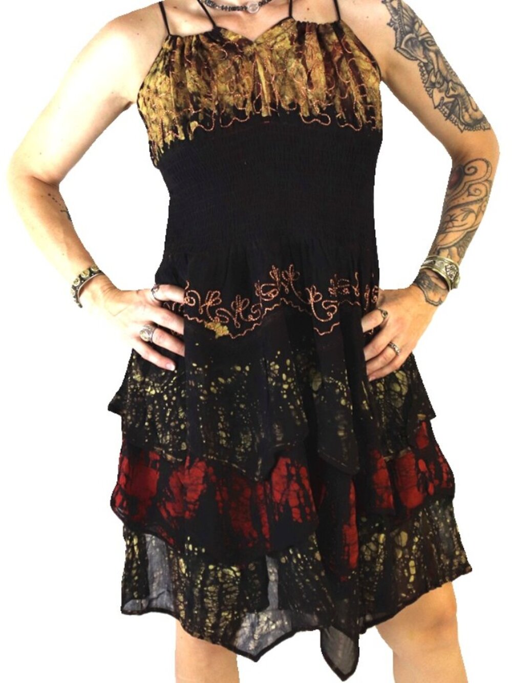 Fun, comfy Asmi Summer Spring Dress in Orange